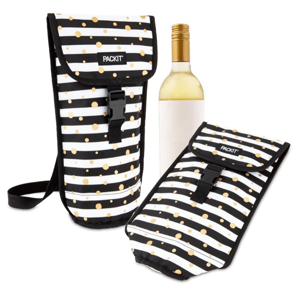 6/$20 Packit Celebration Dot Freezable Wine Bag Adjustable Shoulder Strap NWOT